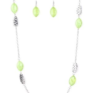 Paparazzi Neon green and silver necklace